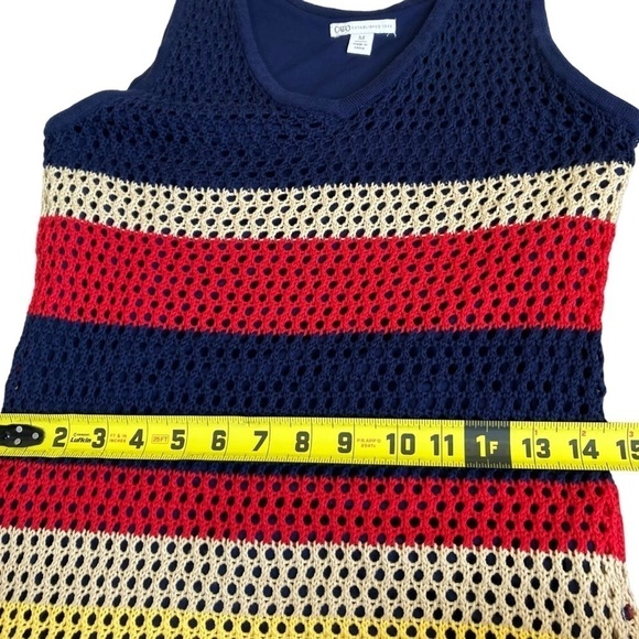 Cato Crochet Maxi Dress Retro 70s Boho Beach Dress Colorblock Striped Sz M - Picture 12 of 16